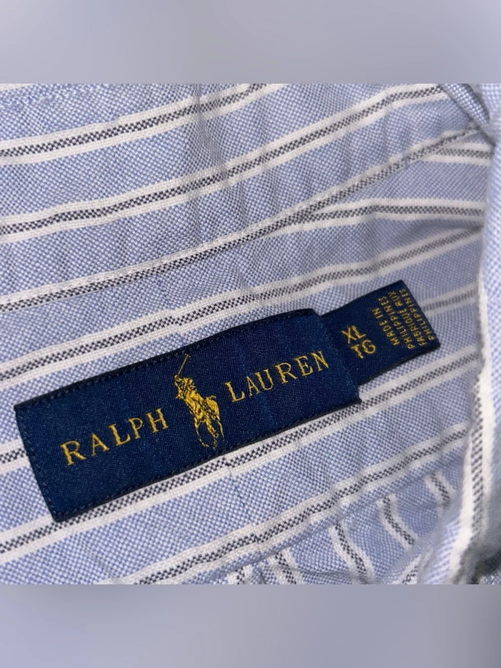 Polo Ralph Lauren Light Blue and White Striped Button-Down Shirt XL